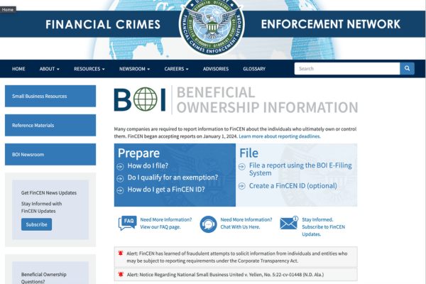 Financial Crimes Enforcement Network beneficial ownership reports