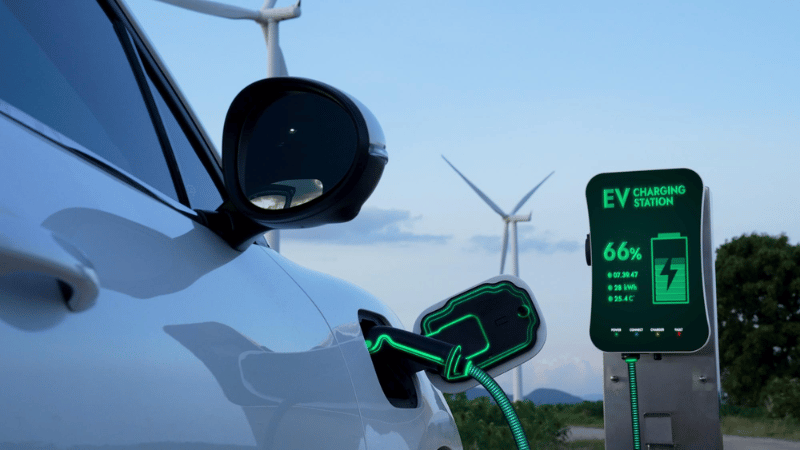 Electric car recharging energy from charging station